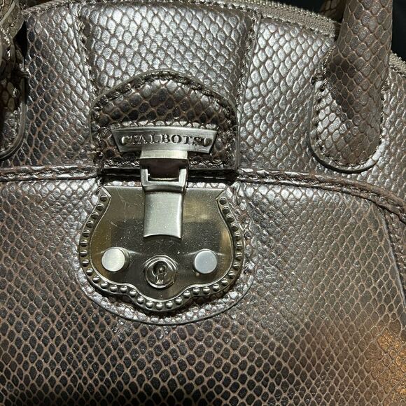 TALBOTS LEATHER METALLIC SILVER BAG CROSSBODY NEW - Picture 3 of 5